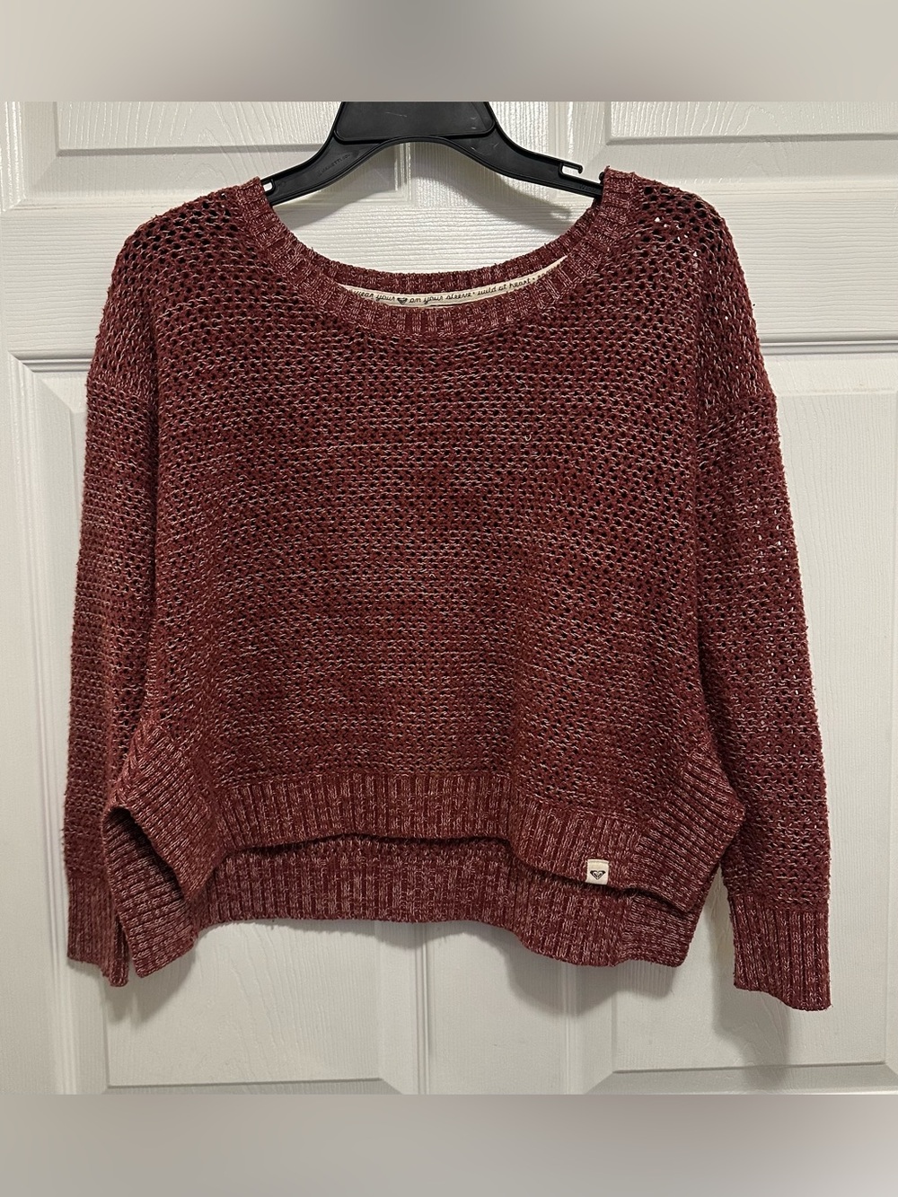 Roxy Open-Weave Scoopneck Sweater in Dusty Rose Size Medium